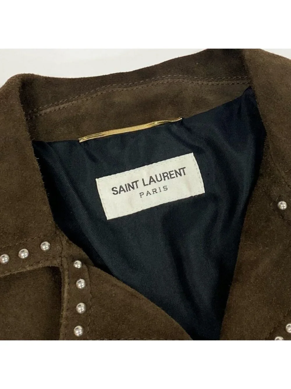 Saint Laurent Ab9 Studded Jacket Western 34 Brown Goat Leather